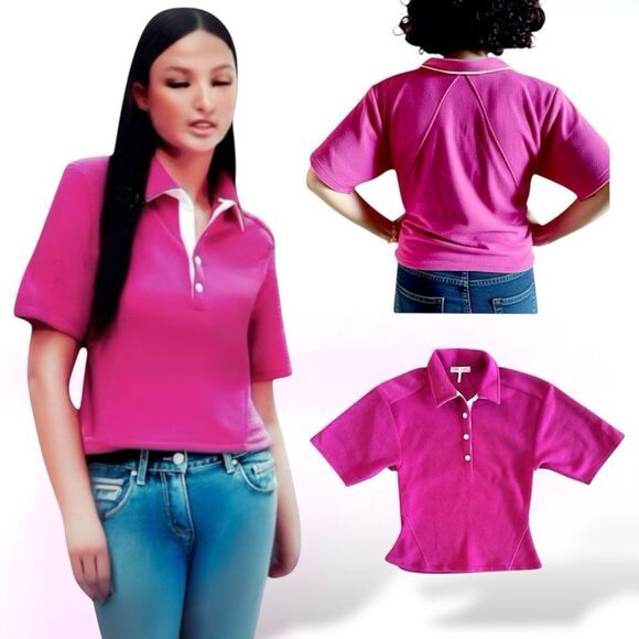 Rag & Bone Pink Polo Tee - Picture 1 of 16